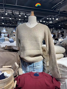 girl 套头毛衣棕色针织衫 bm秋冬新款 复古V领短款 上衣 美式 Brandy