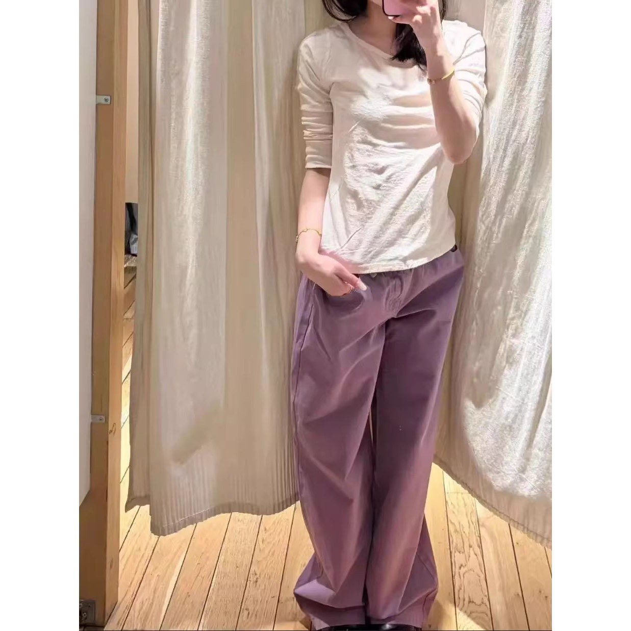 Brandy bm紫色美式复古高腰阔腿裤女宽松显瘦紫色直筒裤休闲慵懒,女装/女士精品,休闲裤,淘宝优惠券,粉丝福利购,淘宝优惠卷