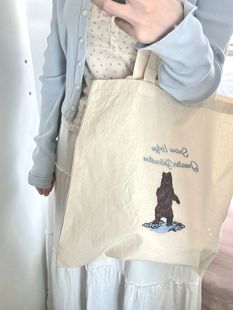 Brandy Girl新款美式可爱天使印花单肩帆布包购物袋书包女