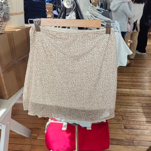 Brandy bm甜美小碎花半身裙女夏修身显瘦米色短裙夏日裙子