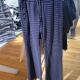 BM藏青蓝色条纹长裤 早秋 拖地裤 休闲裤 女bm高腰百搭显瘦微喇阔腿裤