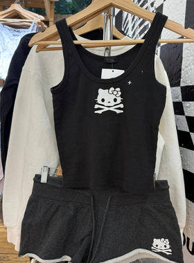 Brandy bm黑色美式甜酷kitty猫印花修身短款内搭小吊带背心上衣