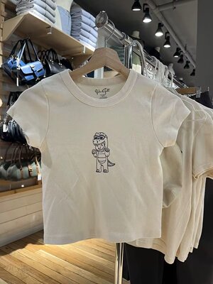 恐龙天使短袖T恤短上衣女