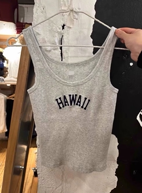 Brandy girl bm hawaii灰色吊带背心夏季修身辣妹抹胸外穿上衣短