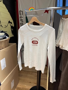 girl 显瘦打底衫 bm短款 修身 内搭上衣 正肩字母T恤圆领长袖 Brandy