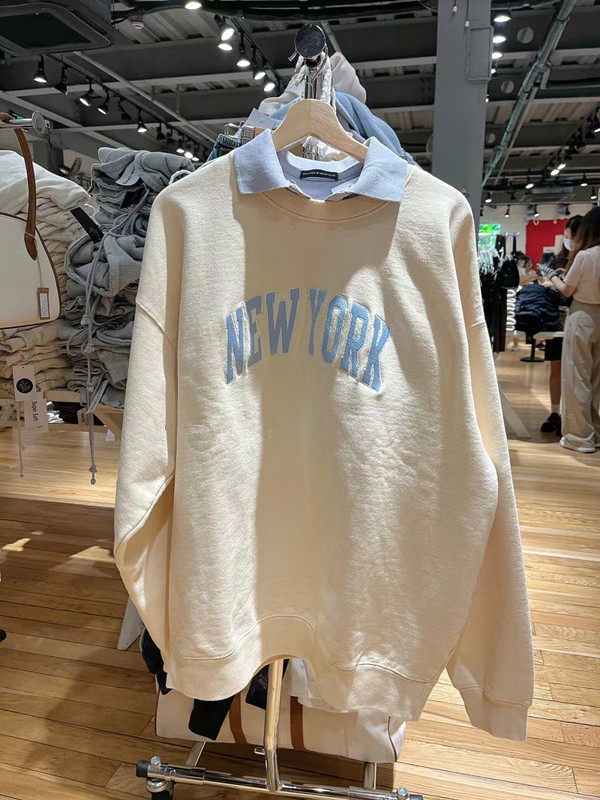brandy美式重工Newyork刺绣bm圆领卫衣加绒加厚冬季女2022新款