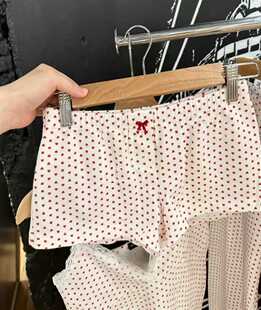 BM红色爱心蝴蝶结短裤休闲裤女夏新款bm松紧腰宽松显瘦居家阔腿裤