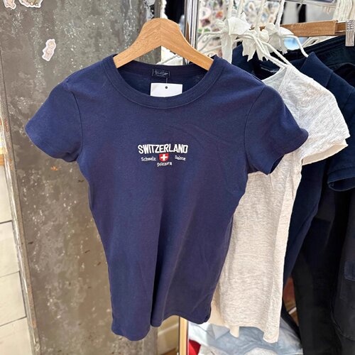 Brandy bm美式辣妹字母印花纯棉修身T恤女夏季bm短款短袖上衣