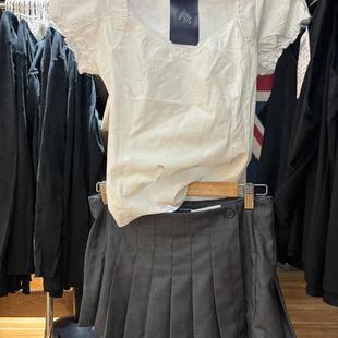 身打底上衣 Brandy bm白色美式 复古蕾丝边方领短袖 T恤女2025新款