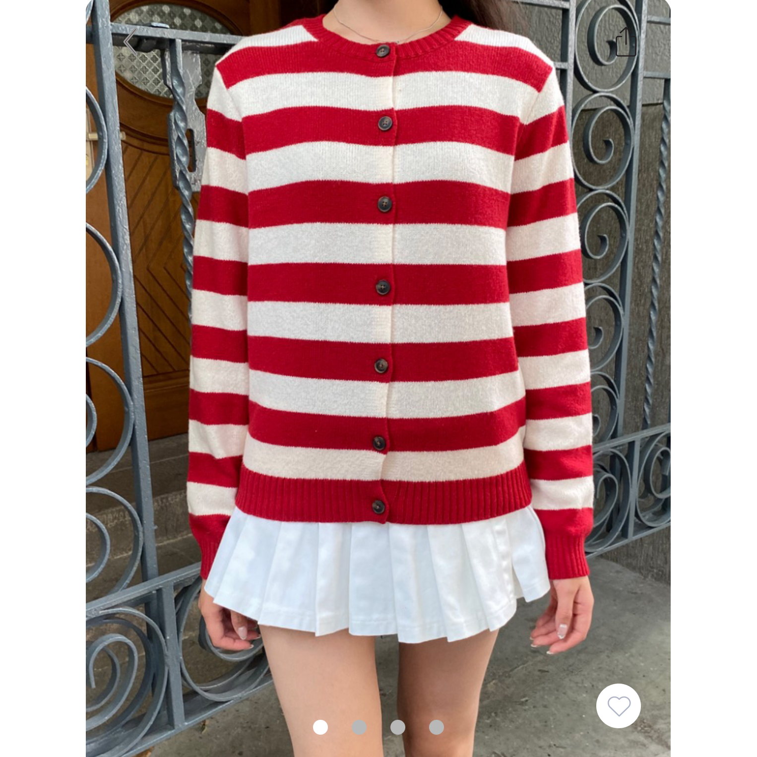 Brandy BM红色条纹针织开衫女单排扣圆领百搭显瘦毛衣外套