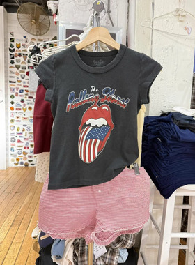 Brandy bm黑色摇滚乐队印花短袖T恤女黑色圆领纯棉卡通酷感上衣