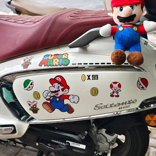 适用铃木us125车身马里奥超级玛丽反光贴纸贴膜摩托车改装配件贴
