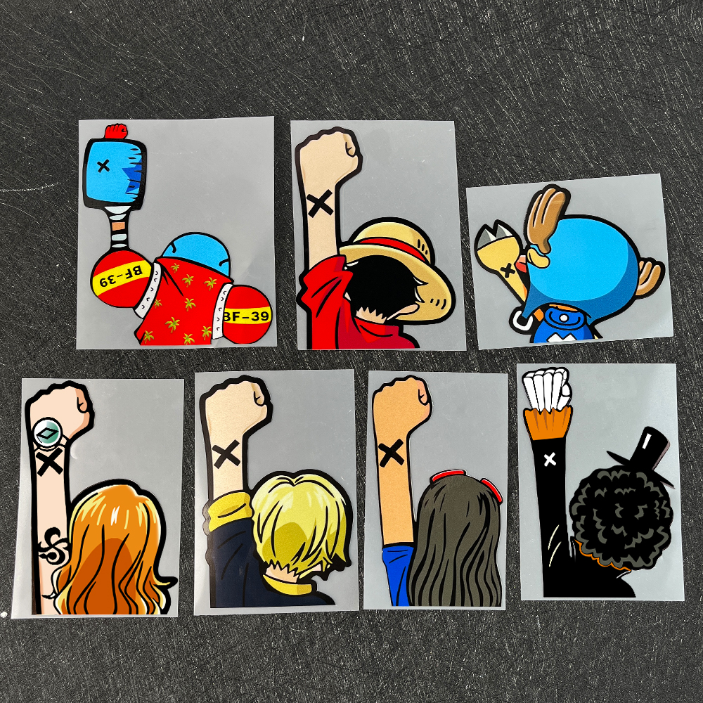 海贼王路飞举手车贴后挡风玻璃创意改装个性装饰潮流汽车反光贴纸