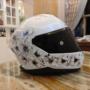 百花齐放组合摩托车装饰贴花车贴头盔改装烫金复古痕遮挡汽车贴纸