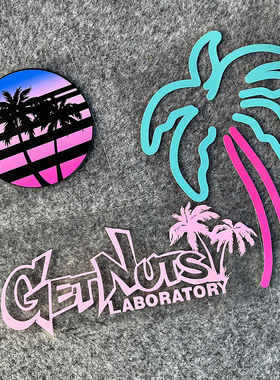 汽车电动摩托车贴纸Get Nuts椰子树车身后三角窗玻璃装饰反光车贴