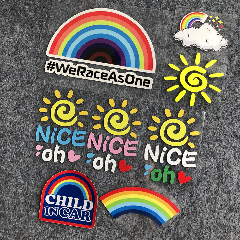 汽车个性创意太阳花车贴nice oh英文字母车贴划痕反光摩托车贴纸