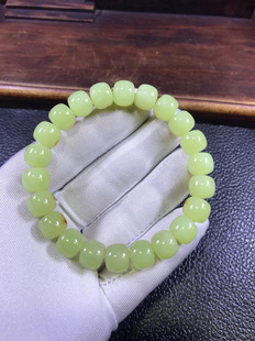 纯天然和田玉东北籽料黄白河磨玉粒粒带皮老形手链38克定制定做