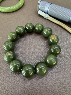 析木河磨玉帝王绿手串手链纯天然定制定做和田玉正品带皮厂家直销