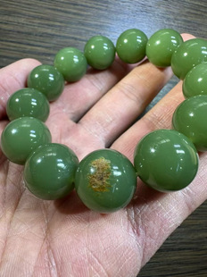 和田玉东北籽料析木河磨玉手链手串洒金皮17圆珠定制定做厂家直销