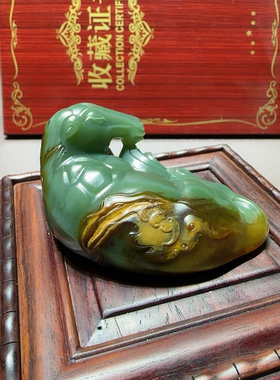 析木河磨玉岫岩玉大鹅手把件儿河磨玉带皮手把石和田玉东北籽料原