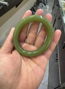 和田玉析木河磨玉椴树林手镯58口女士玉镯镯子定制定做结构均匀