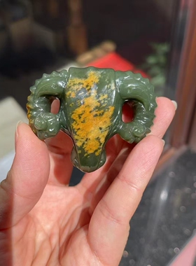 析木河磨玉羊头手把件吊坠挂坠寓意样样如意重83克一手货源可定制