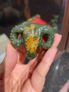 析木河磨玉羊头手把件吊坠挂坠寓意样样如意重83克一手货源可定制