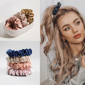 3件8折潮牌S家同款 亮面100%真丝大肠22姆米桑蚕丝护发丝滑发圈