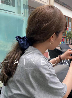 藏青色真丝发圈大肠圈桑蚕丝发绳丸子头ins少女复古简约30姆米