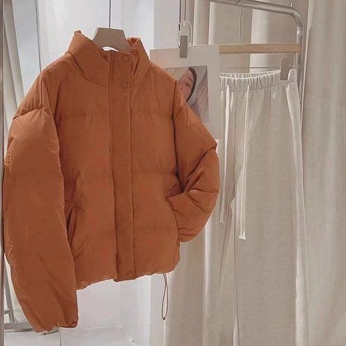 短款棉服外套女2024年冬季甜美百搭小个子立领宽松保暖棉衣面包服