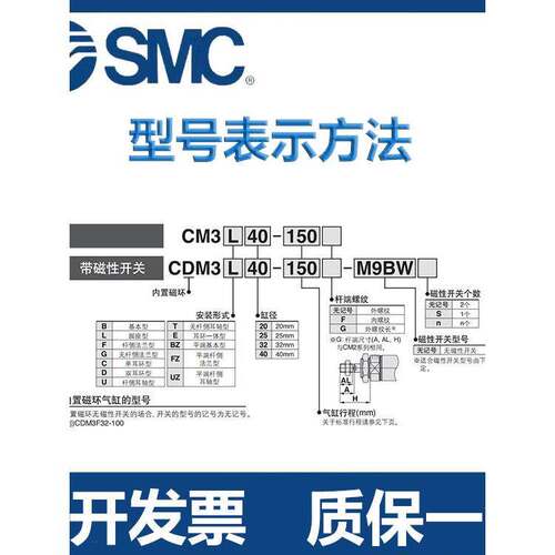 SMC不锈钢迷你气缸CM3/CDM3B20-25/32-40-50-75-100-125-175-300F