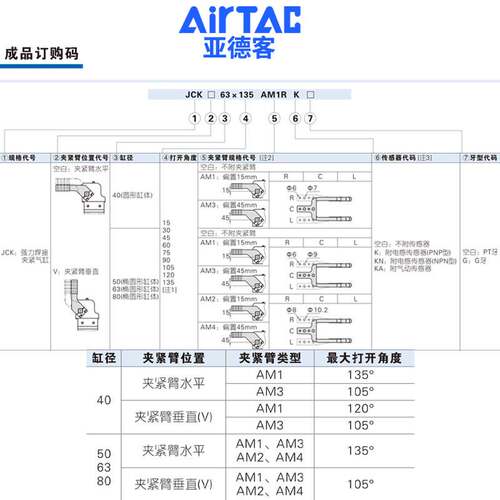 亚德客原装 焊接专用夹紧气缸 JCK40X105 JCK50X90 JCK63X90 夹紧