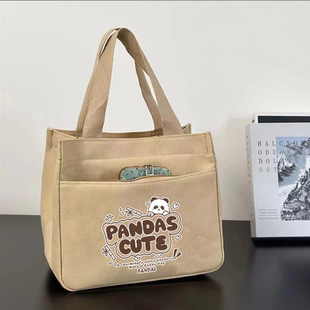 手提帆布便当包卡通上班通勤手提袋学生饭盒饭兜外出便携妈咪小包