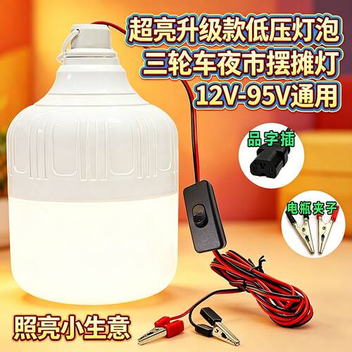 12V24V36V48V60伏低压LED灯泡直流电瓶蓄电池摆摊夜市超亮电动车Q