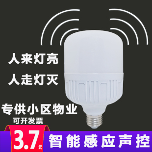 3W声控电灯泡楼道声光控暖黄光智能感应led灯泡超亮9W节能球泡灯