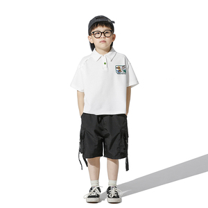 男童polo衫短袖夏季2024新款儿童白色翻领半袖t恤痞帅宽松日系潮