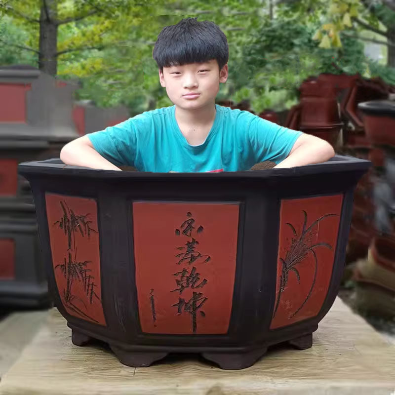 陶瓷花盆清仓处理大号口径石榴树庭院果树紫砂花盆特大厂价直销