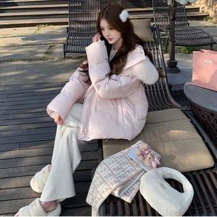 楚楚 冰岛小棉被 真狐狸毛领连帽可收腰90白鸭绒羽绒服女冬季外套