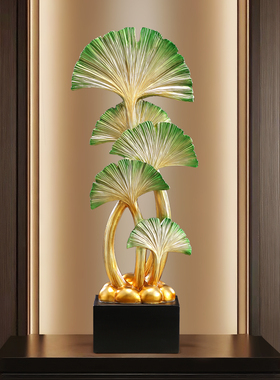 现代轻奢银杏叶落地摆件乔迁送礼