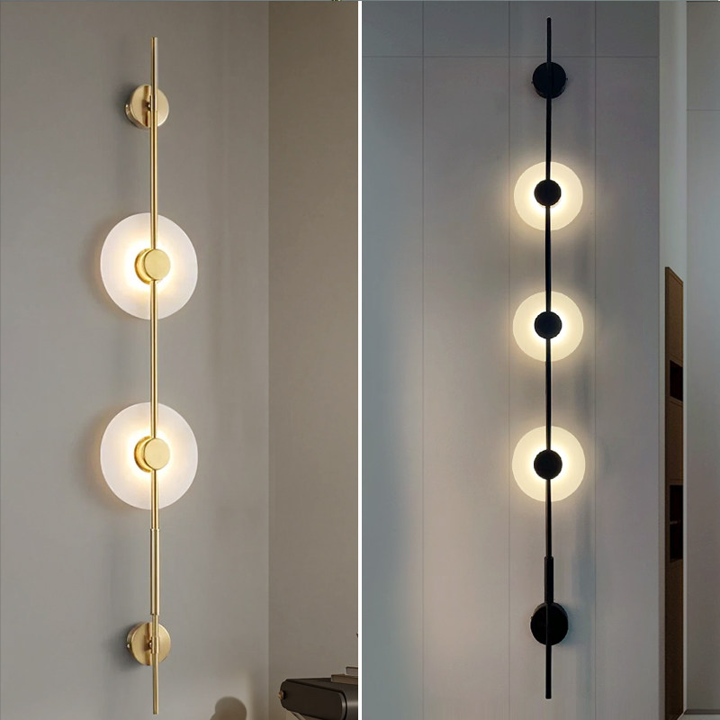 现代轻奢创意客厅背景墙长条壁灯酒店别墅售楼部过道走廊云石灯具