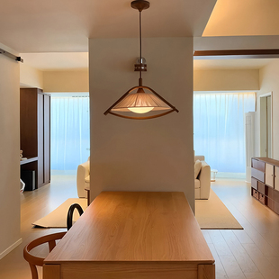 宋氏美学实木中古吊灯主卧室侘寂风复古茶室艺术创意餐桌餐厅灯具