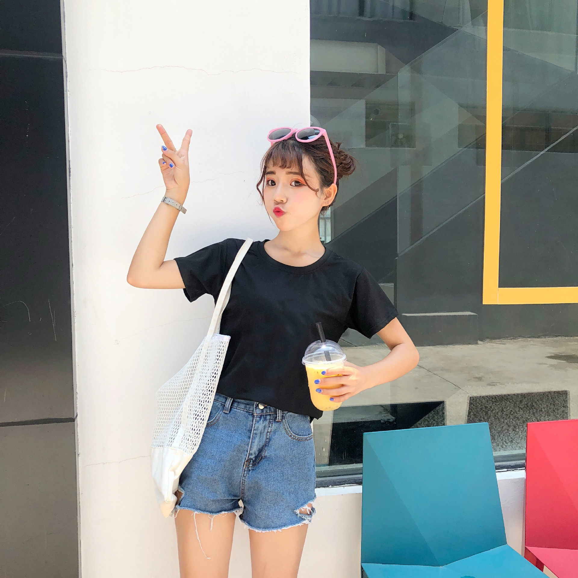 夏季漂亮t恤女黑色宽松上衣女韩版短袖打底衫2026年新款白色体恤