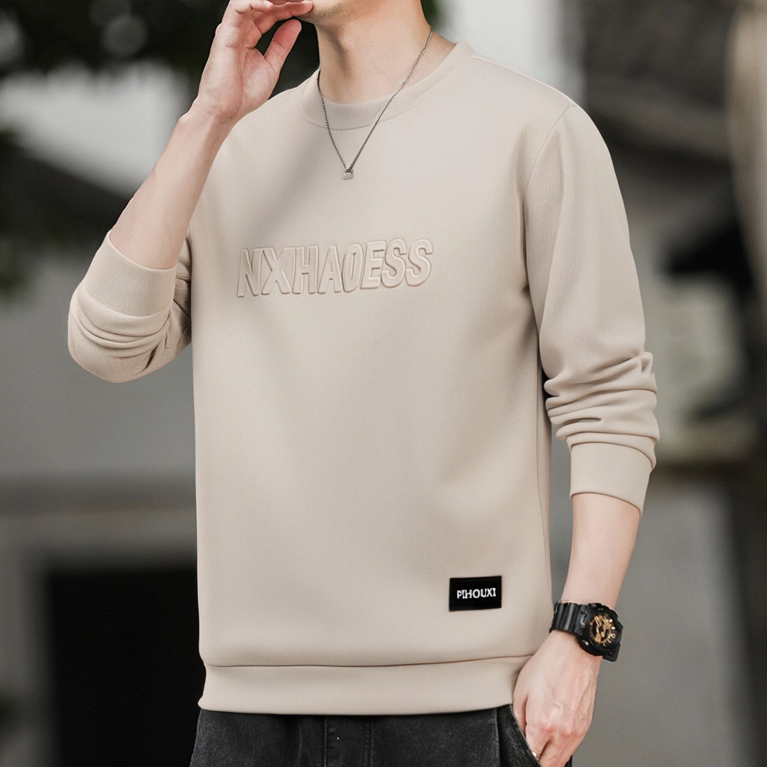 男士卫衣无帽春秋季2026新款圆领打底衫上衣潮牌百搭休闲长袖t恤