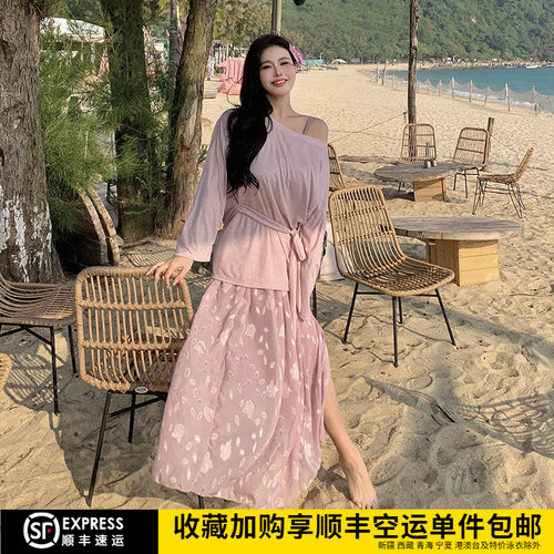 大码胖mm泳衣女比基尼四件套