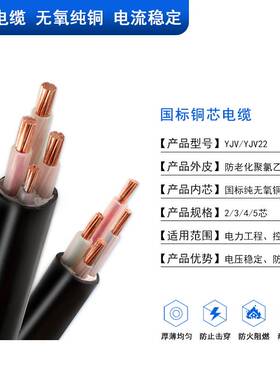 yjv国标保检铜芯电缆线345芯10162535平方动力架空埋地铠装