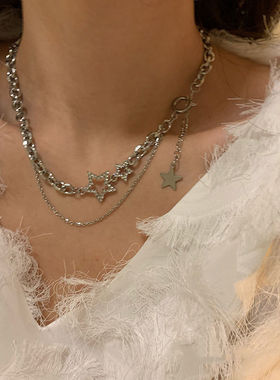 in甜美风高级感星星双层项链气质