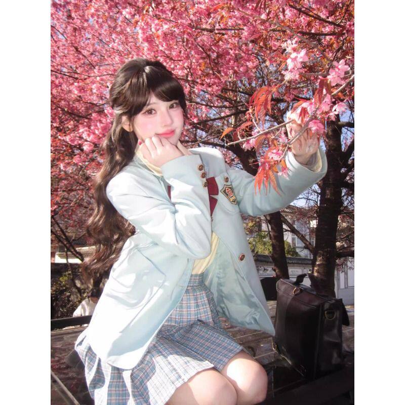 【水玉】原创正版日系JK制服动漫感春夏新品薄荷绿西服校供感套装