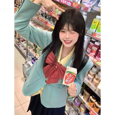 【水玉】原创正版日系JK制服动漫感春夏新品薄荷绿西服校供感套装