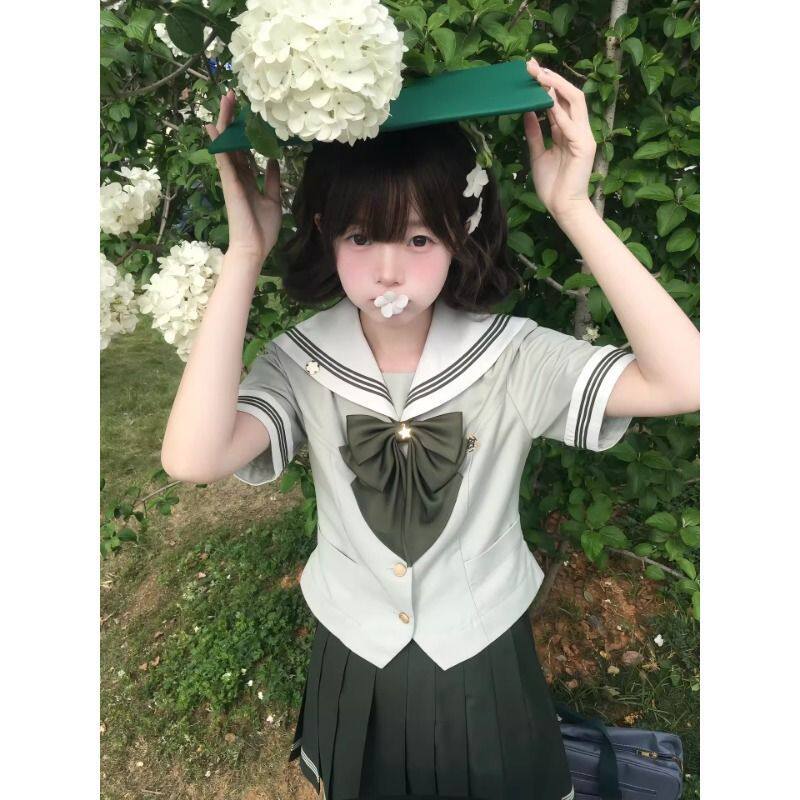 日系星岛高JK制服套装女夏日学院风抹茶茉莉水手服短袖中间服夏服 - 实物图