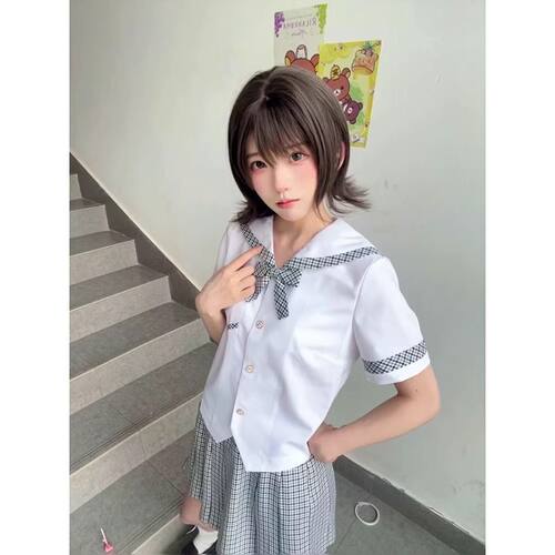 澜岛中夏季日系JK制服水手服短袖夏服格裙学院风套装夏百褶裙
